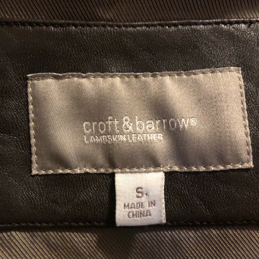 Lamb skin high quality dark brown soft leather - collared - zip front jacket - S - Picture 5 of 9